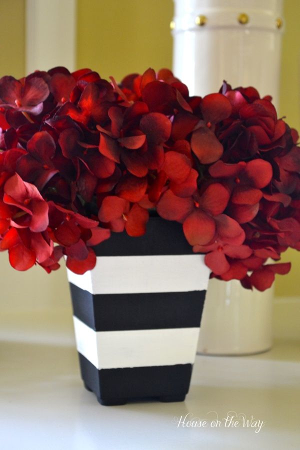Black white red floral arrangement