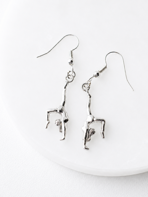 Silver Handstand Gymnastics Earrings