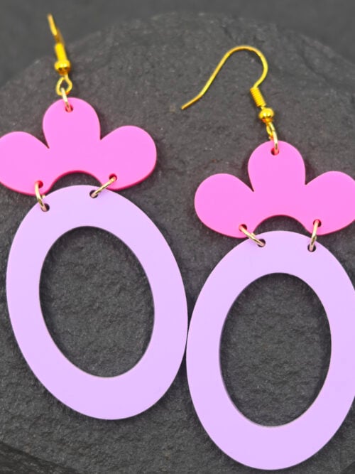 Imogen Matte Pink and Purple Acrylic Dangle Earrings