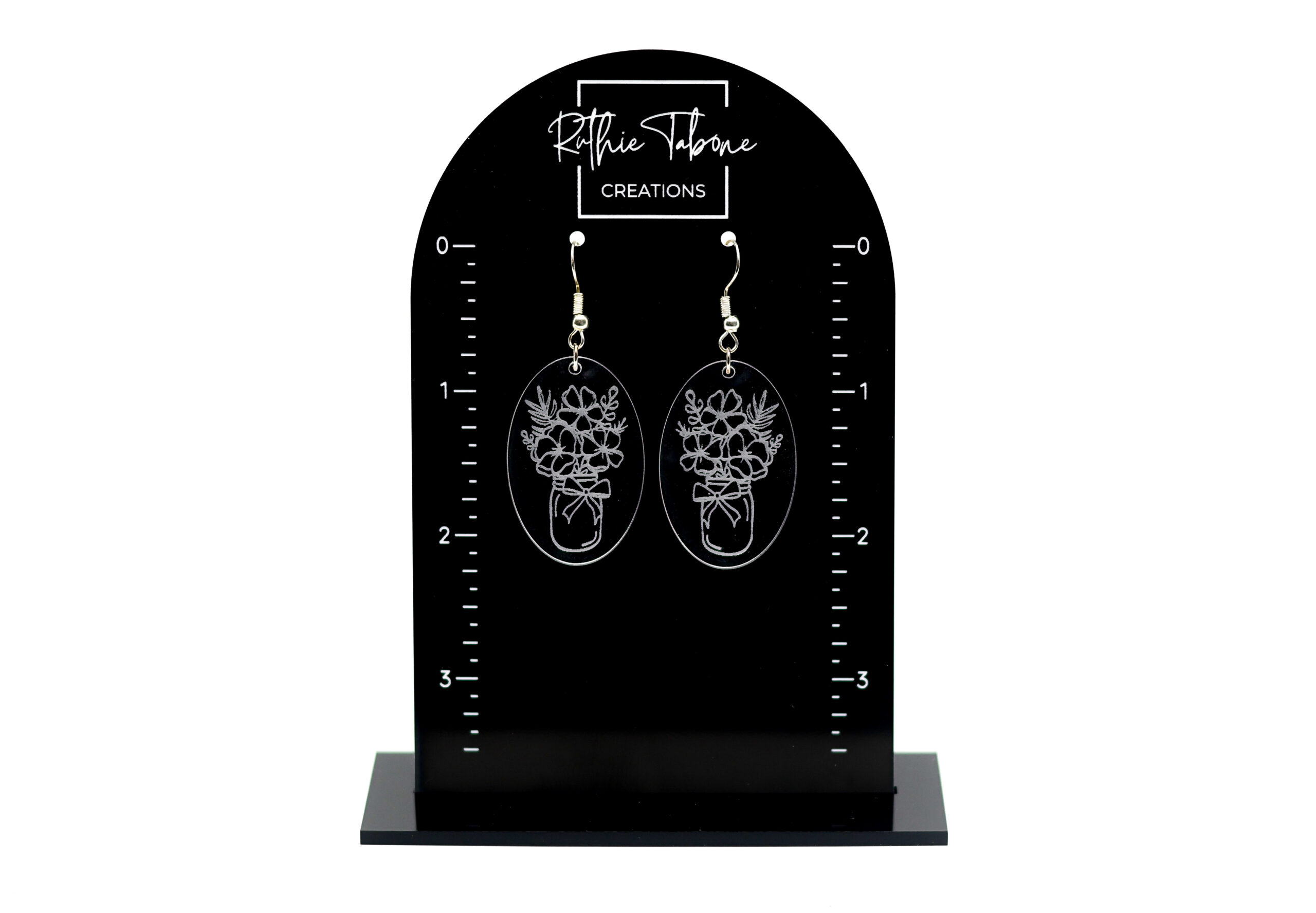 Grace Clear Acrylic Floral Mason Jar Earrings - Image 2