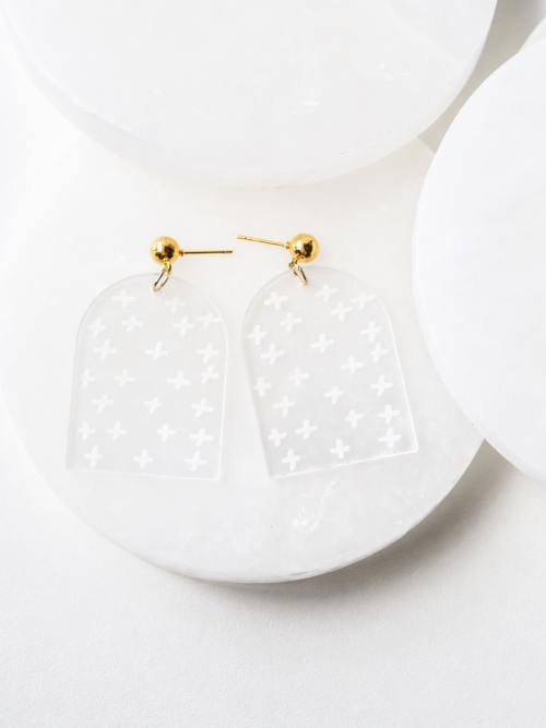 Abbie Clear Engraved Acrylic Dangle Earrings