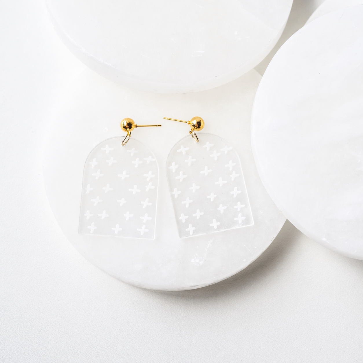 Abbie Clear Engraved Acrylic Dangle Earrings