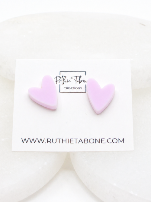Lucy Matte Pastel Pink Heart Stud Earrings
