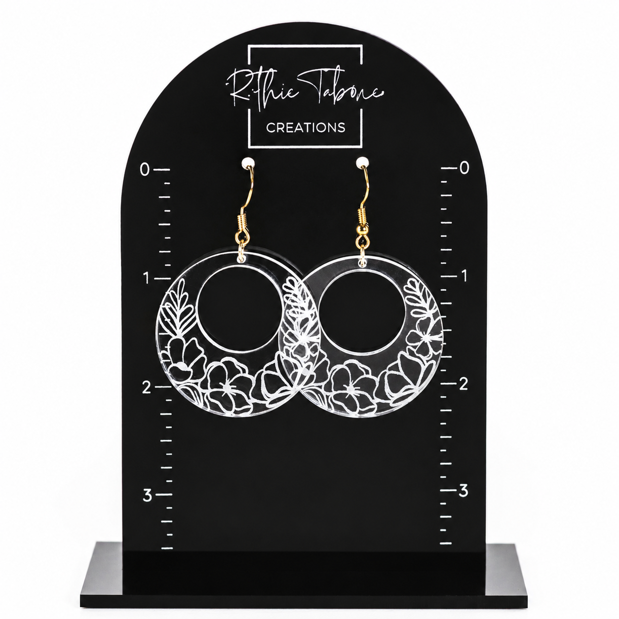 Jane Clear Acrylic Floral Hoop Earrings - Image 2