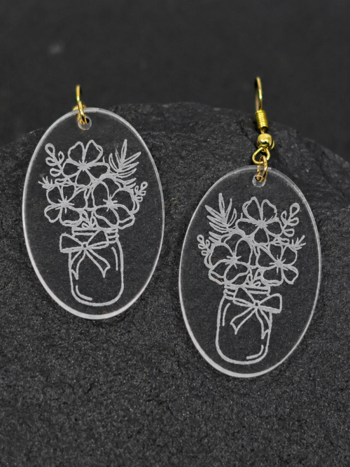 Grace Clear Acrylic Floral Mason Jar Earrings