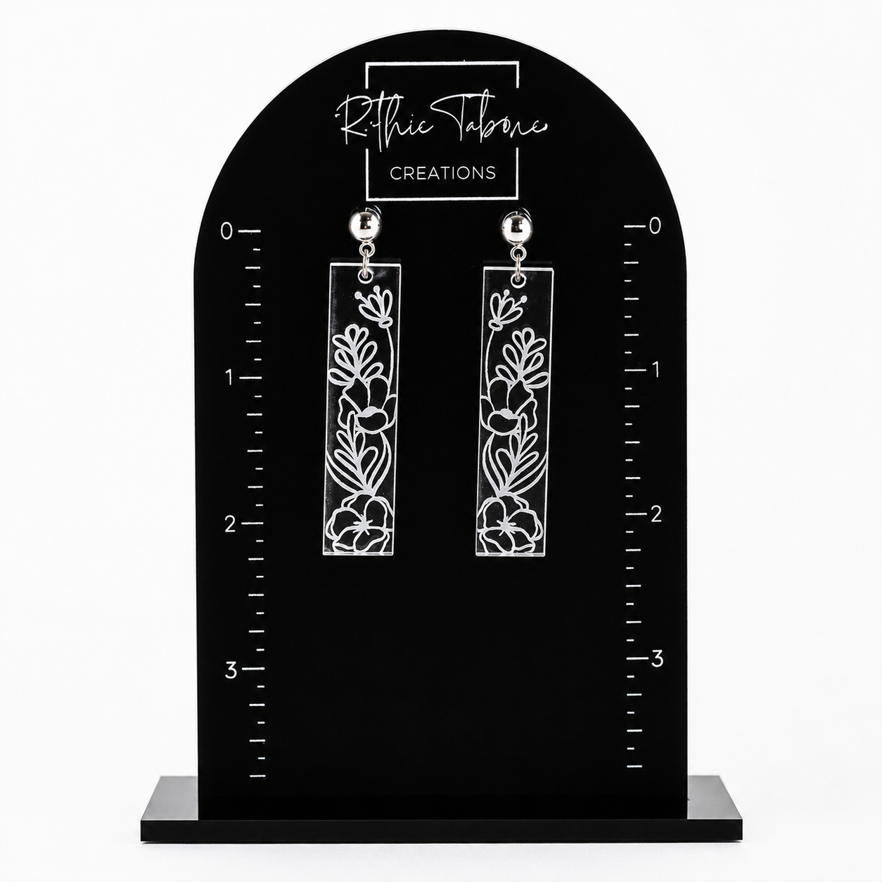 Mia Clear Acrylic Floral Dangle Earrings - Image 2