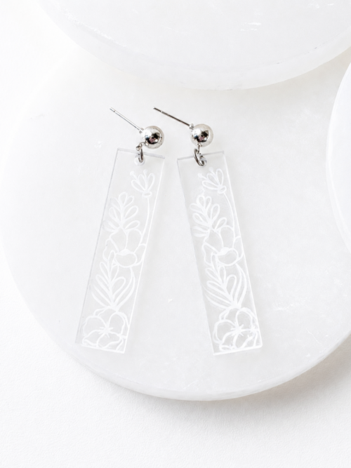 Mia Clear Acrylic Floral Dangle Earrings