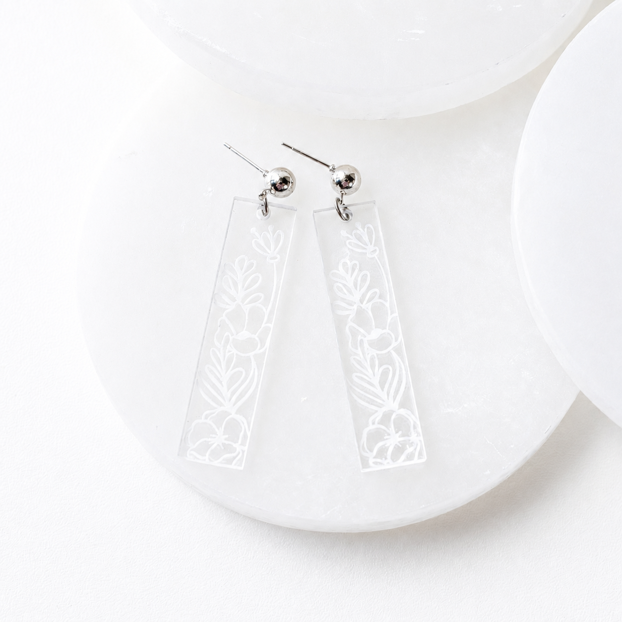 Mia Clear Acrylic Floral Dangle Earrings