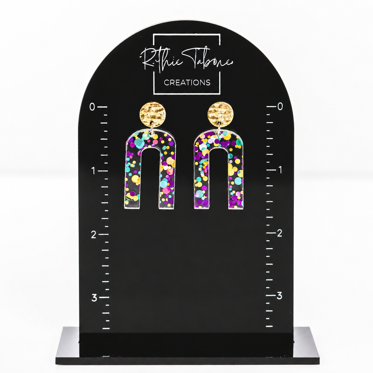 Millie Confetti Acrylic Dangle Earrings - Image 2