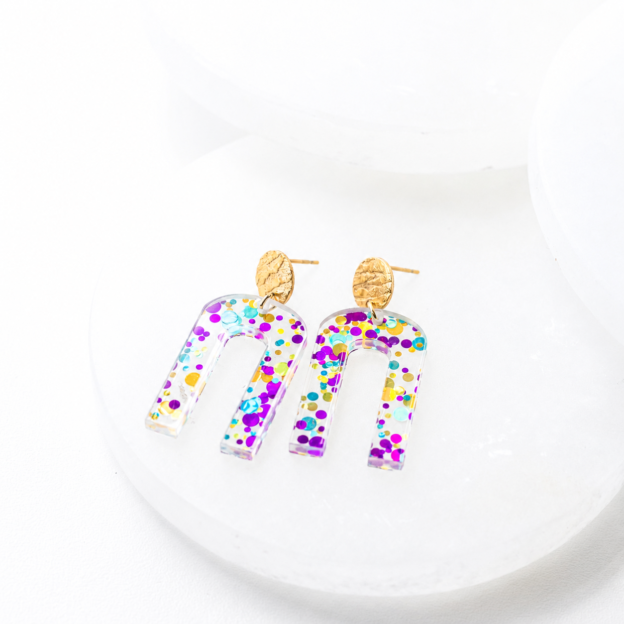 Millie Confetti Acrylic Dangle Earrings - Image 3