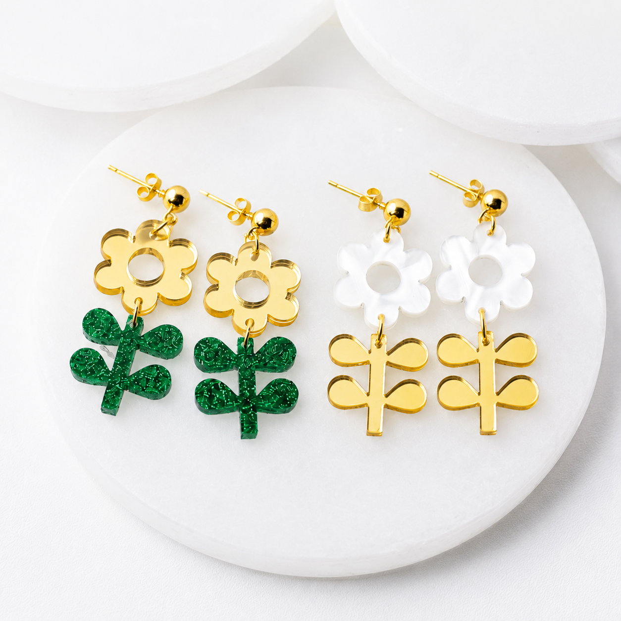 Samantha Acrylic Flower Dangle Earrings