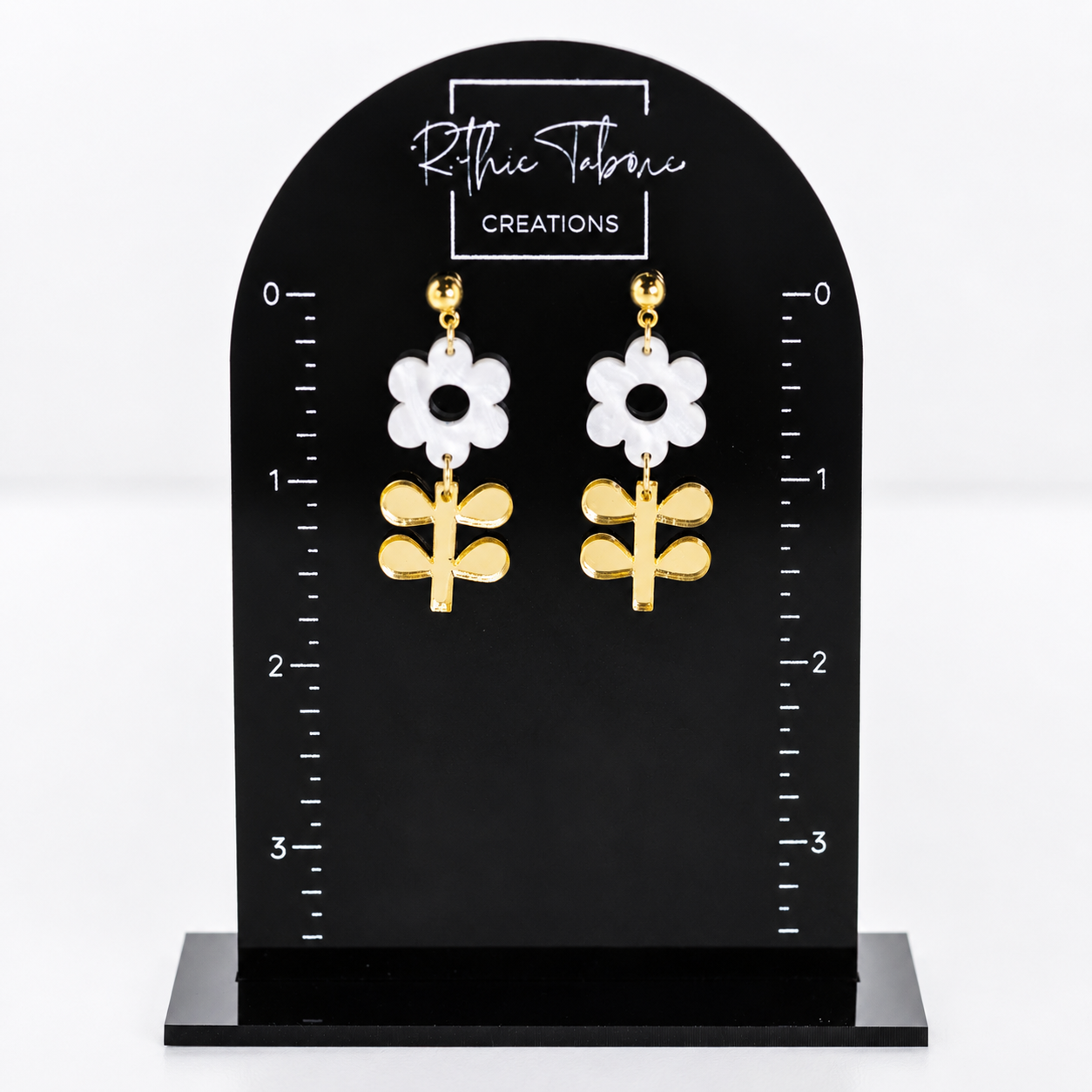 Samantha Acrylic Flower Dangle Earrings - Image 2