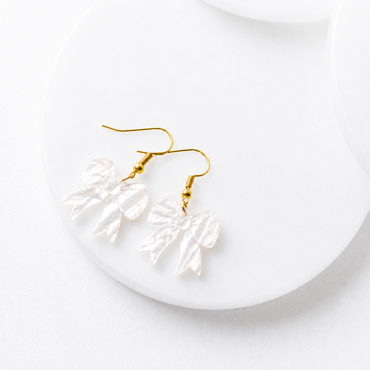 Savannah White Pearl Bow Dangle Earrings