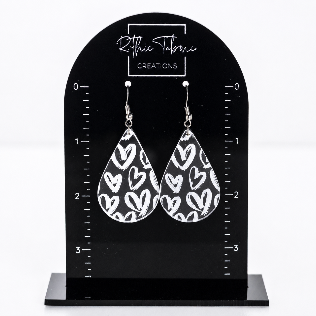 Lila Clear Acrylic Heart Teardrop Dangle Earrings - Image 2