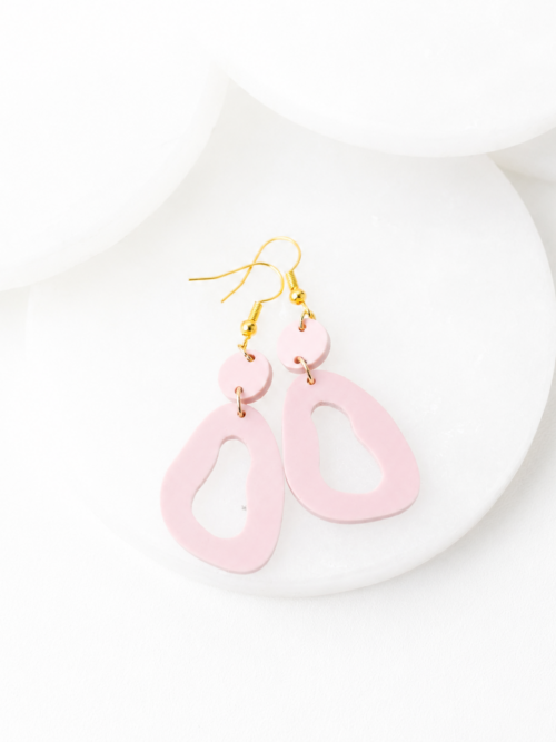 Thea Matte Pink Two-Tier Acrylic Earrings