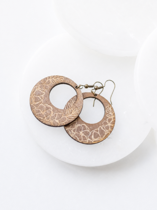 Sophie Engraved Wood Hoop Earrings