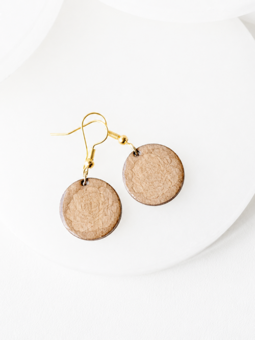 Delilah Stained Wood Rose Earrings