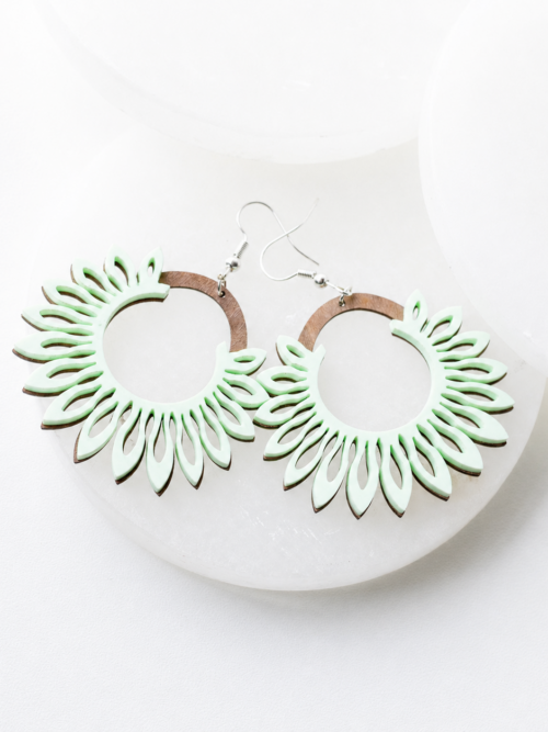 Eva Matte Green Acrylic Floral Hoop Earrings
