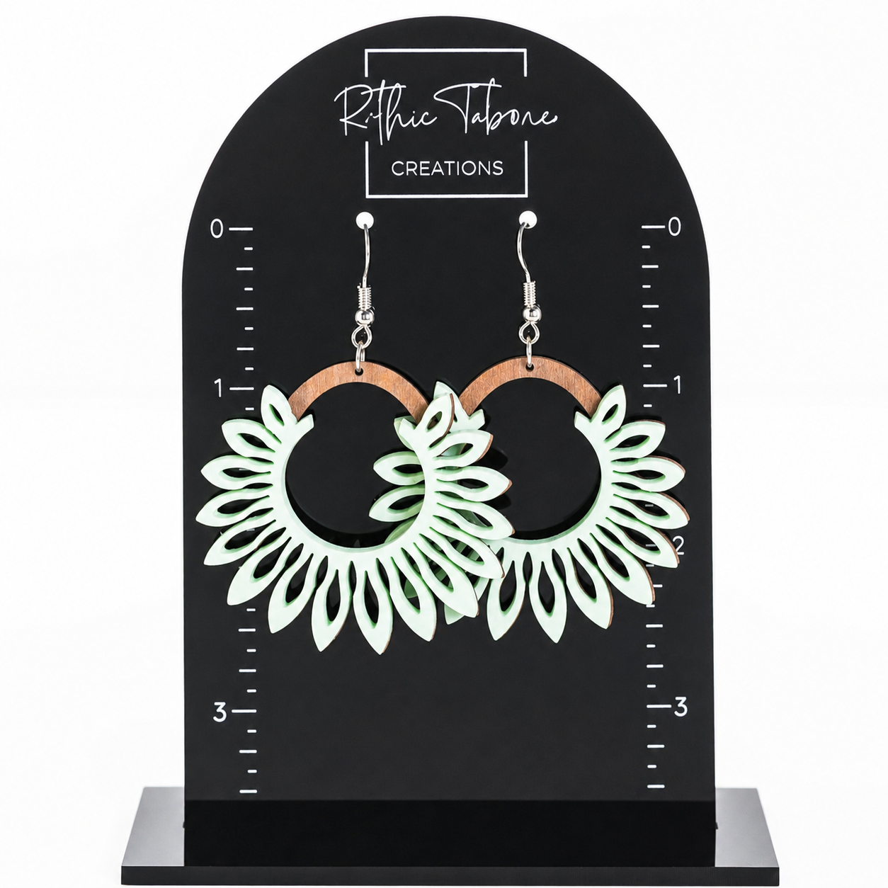 Eva Matte Green Acrylic Floral Hoop Earrings - Image 2