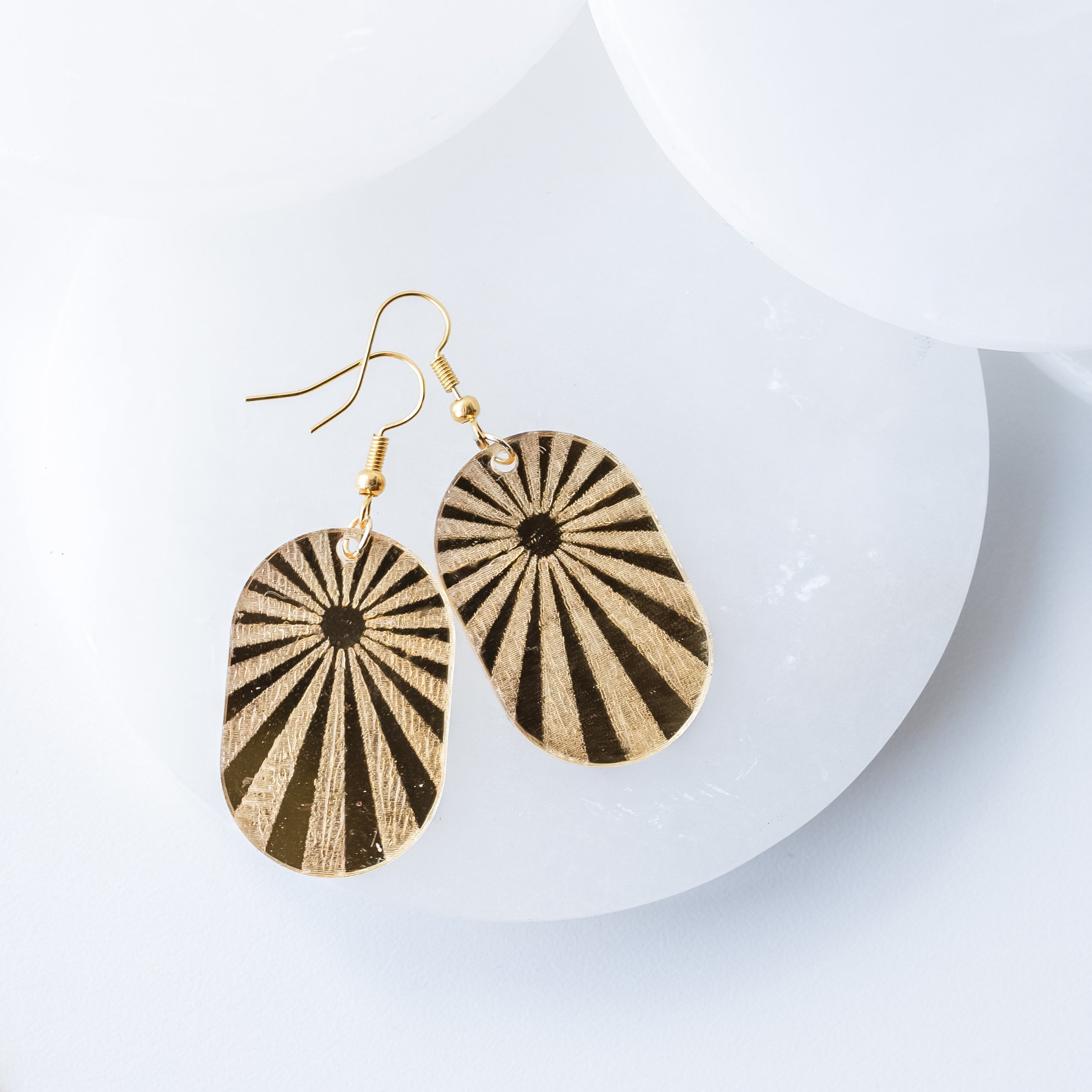 Ella Gold Mirrored Sunburst Acrylic Earrings - Image 3