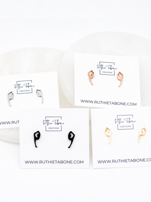 Gymnast Needle Pose Stud Earrings