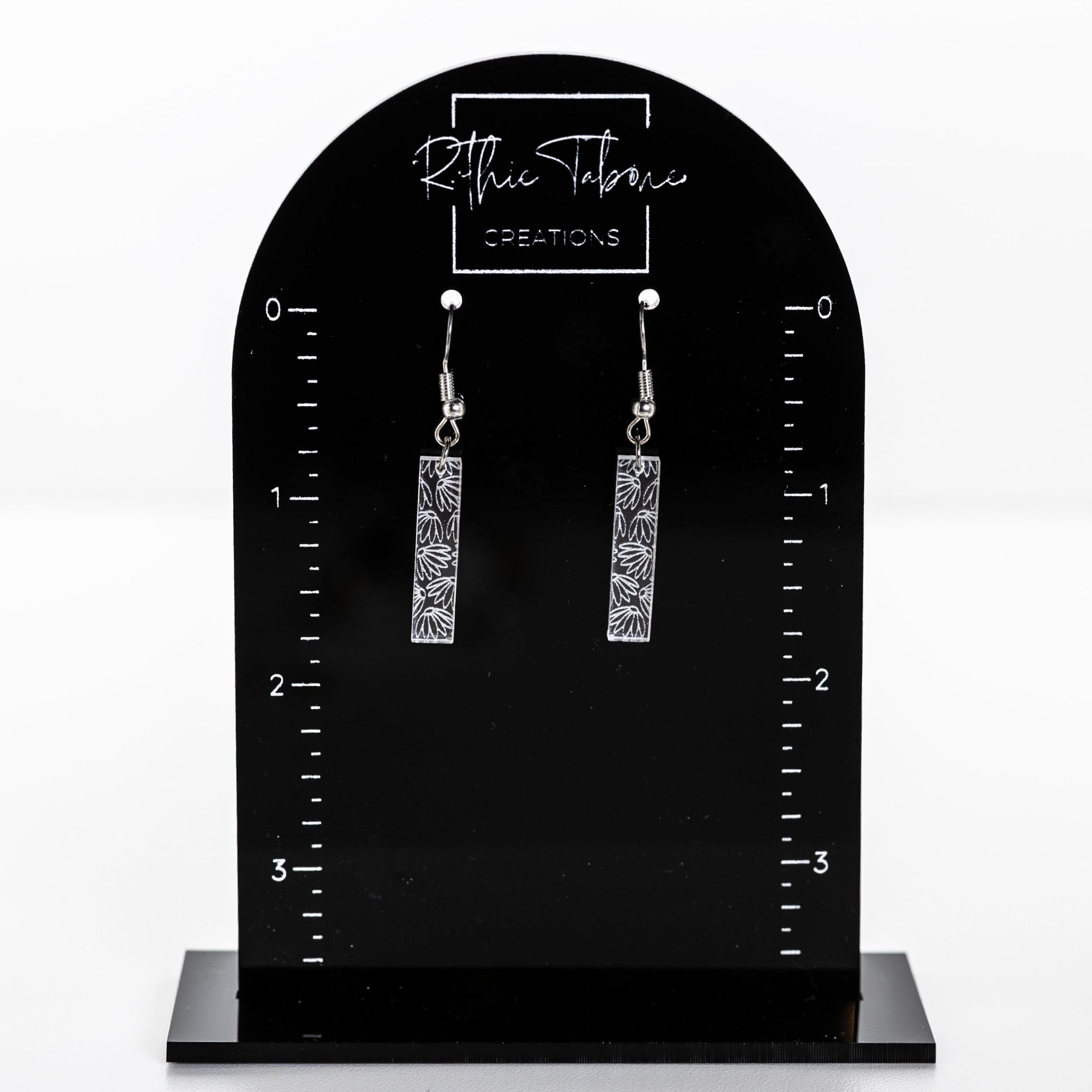 Isla Clear Acrylic Aster Flower Mini Dangle Earrings - Image 2