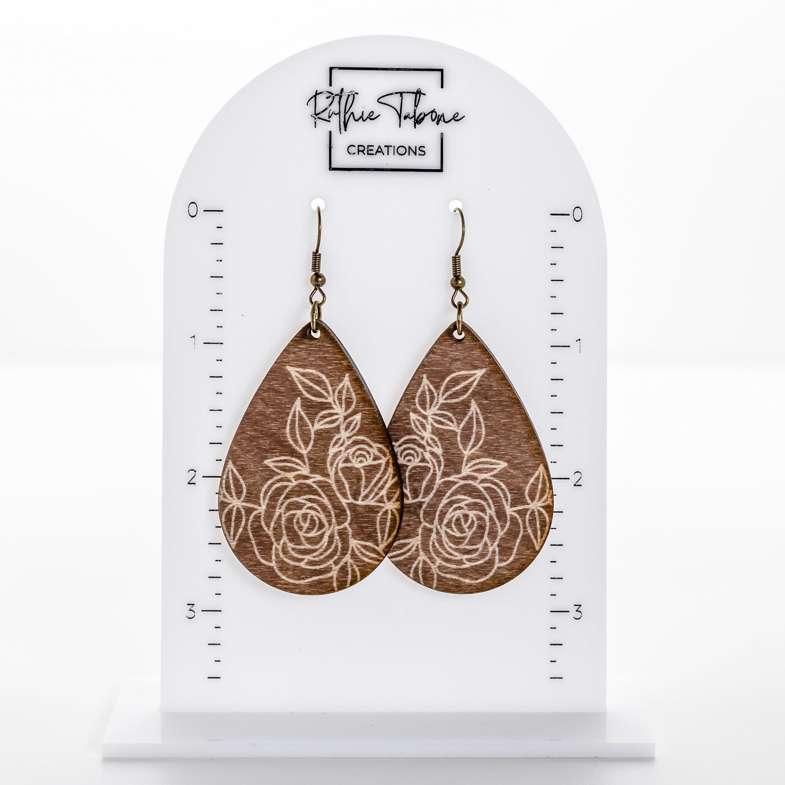 Estelle Stained Wood Teardrop Earrings - Image 2