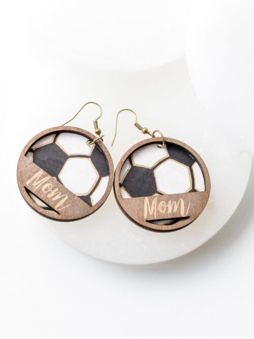 Jessica Soccer Mom Wood Earrings