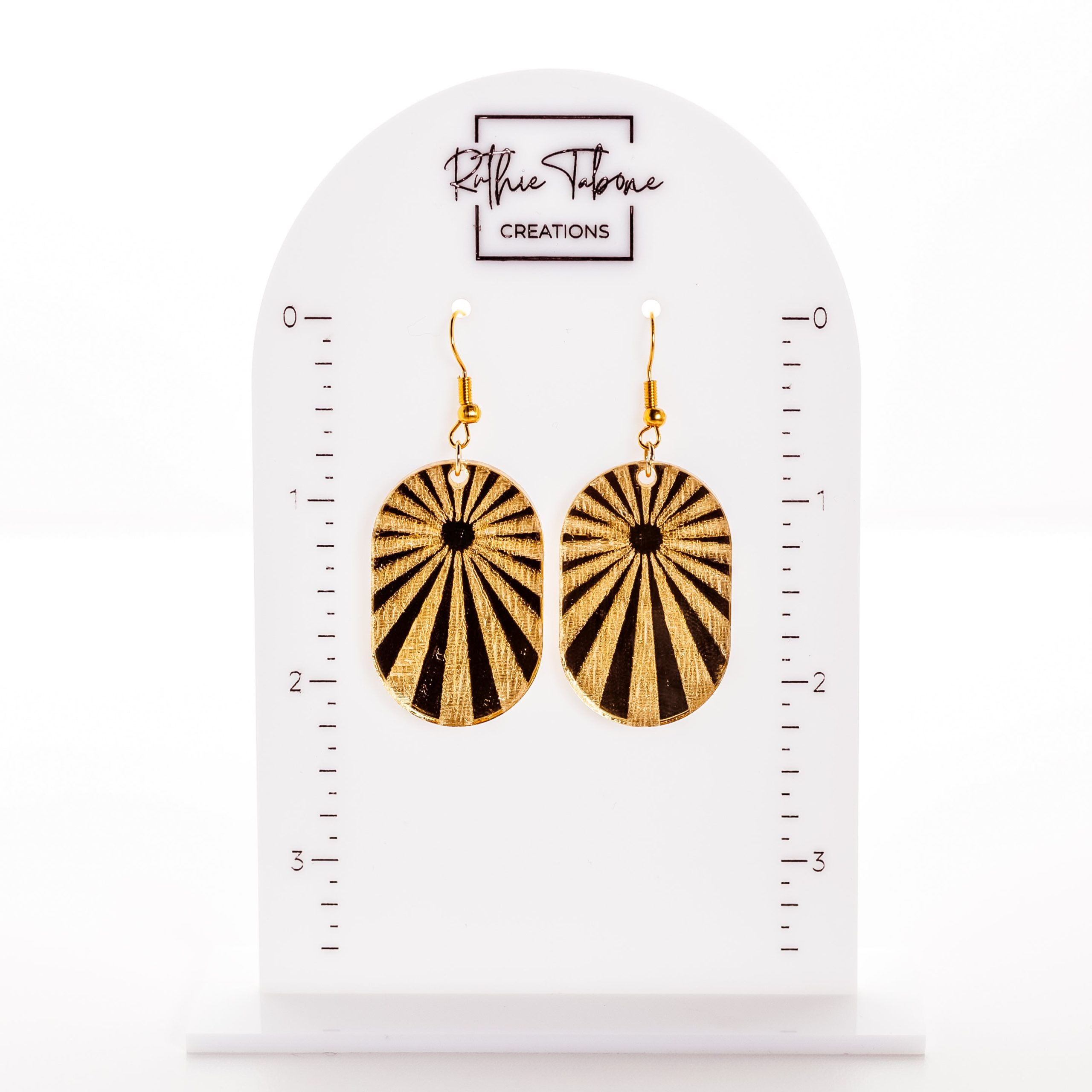 Ella Gold Mirrored Sunburst Acrylic Earrings - Image 2