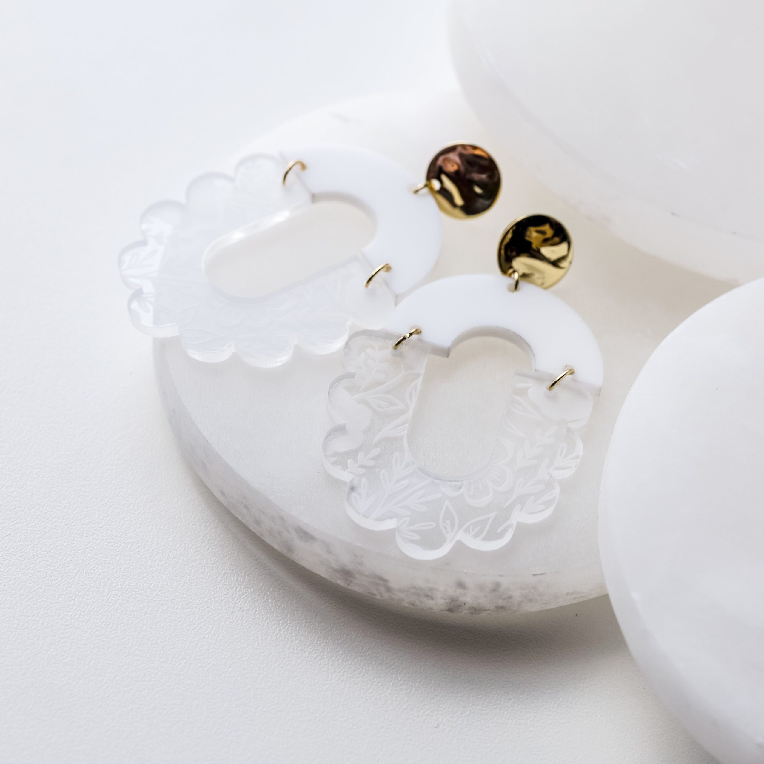 Megan Floral Acrylic Statement Earrings - Image 4