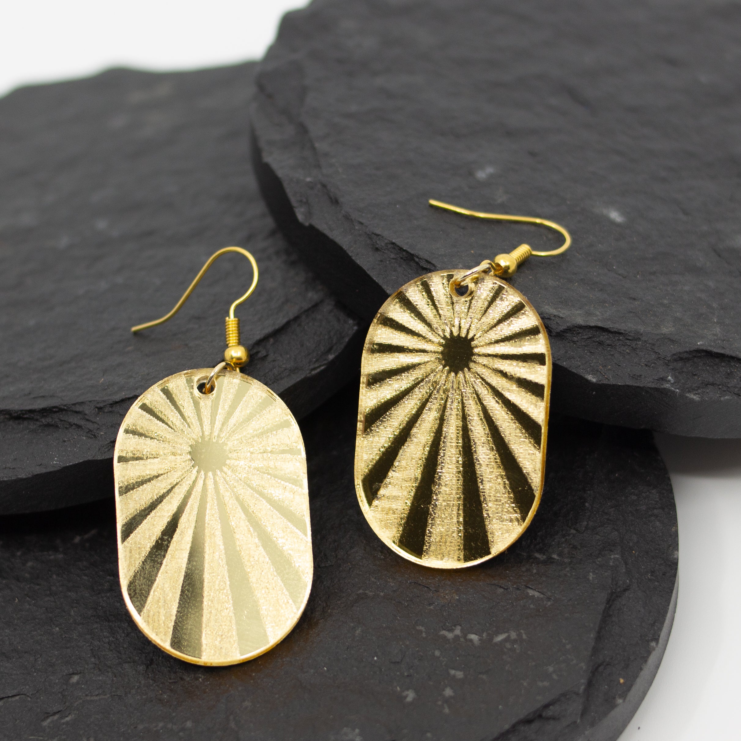 Ella Gold Mirrored Sunburst Acrylic Earrings - Image 4