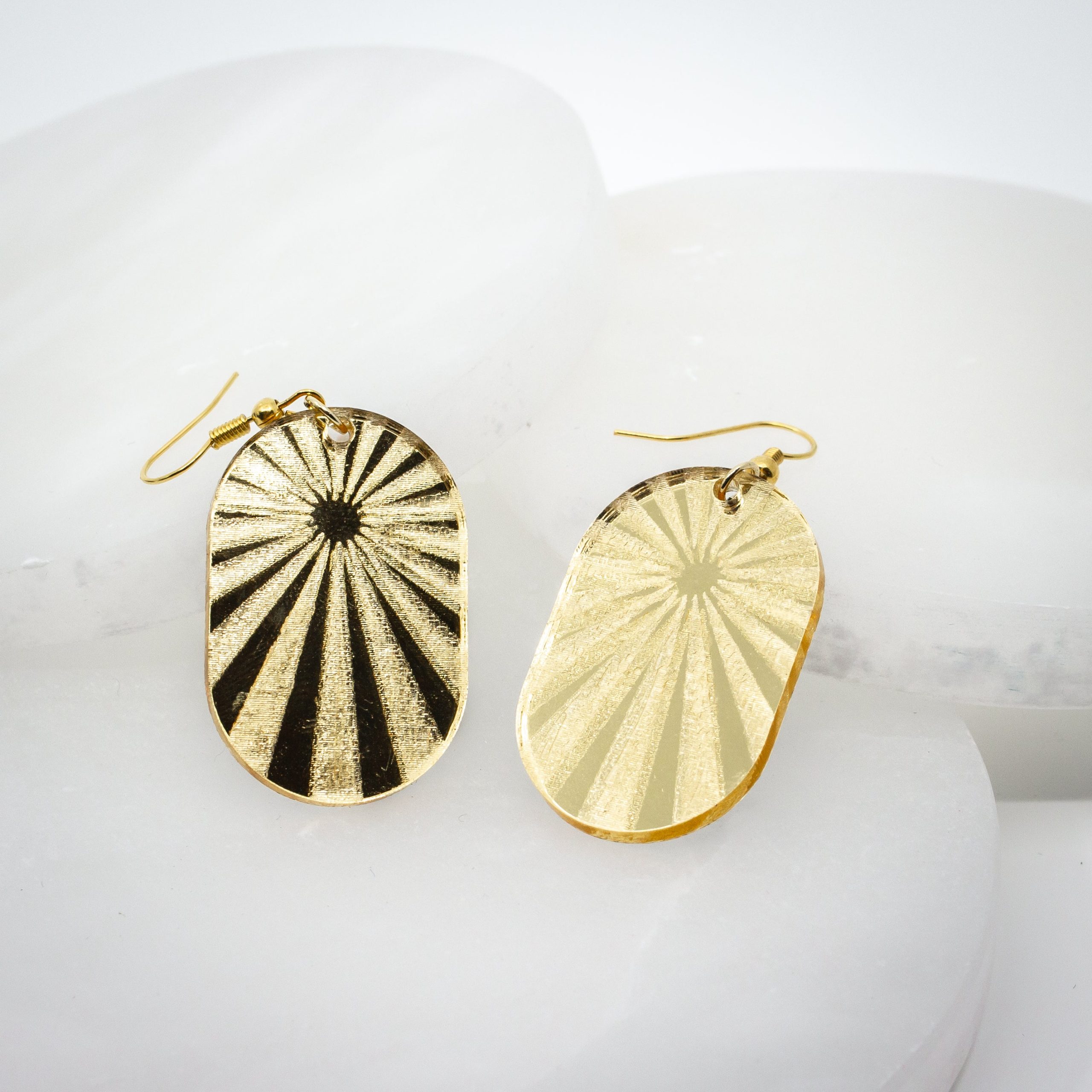 Ella Gold Mirrored Sunburst Acrylic Earrings - Image 5