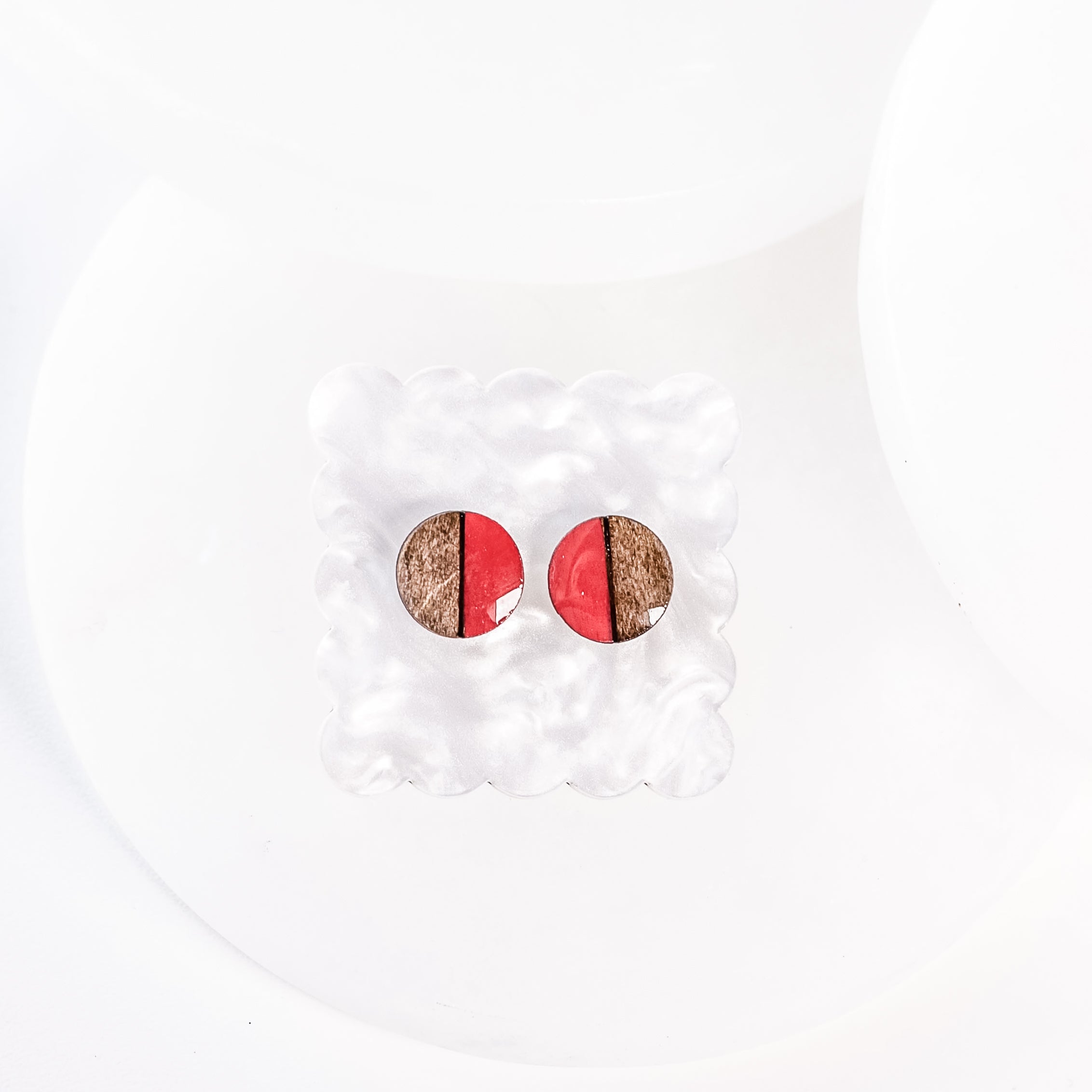 Piper Two Tone Wood & Resin Circle Stud Earrings - Image 3