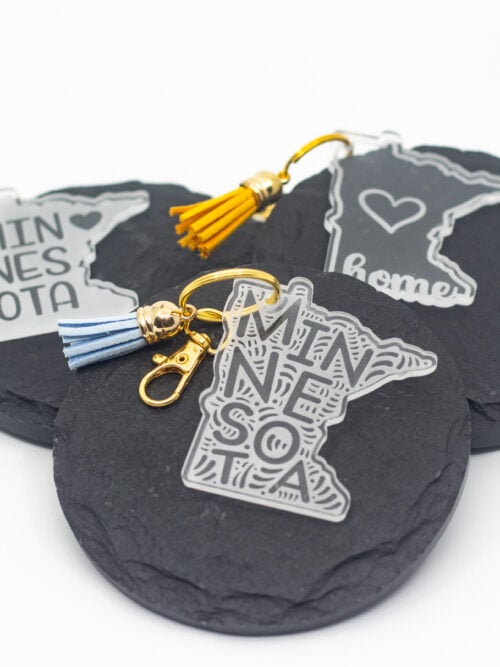 Minnesota Clear Acrylic Engraved Keychains