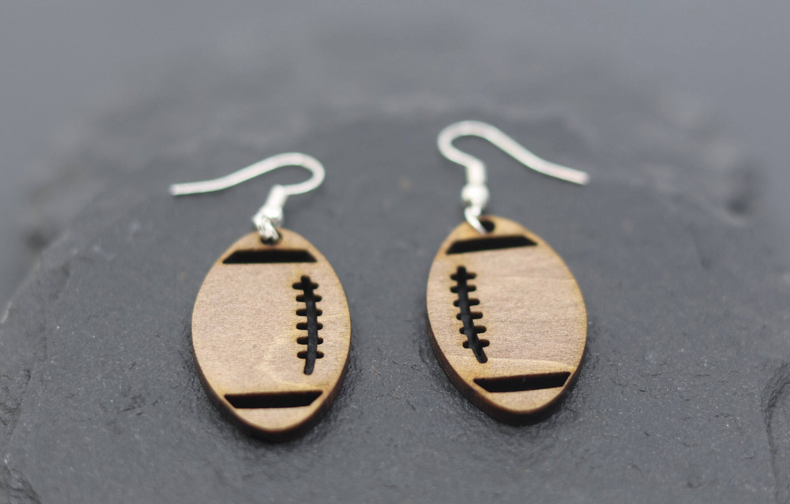 Kristi Football Wood Dangle Earrings - Image 3