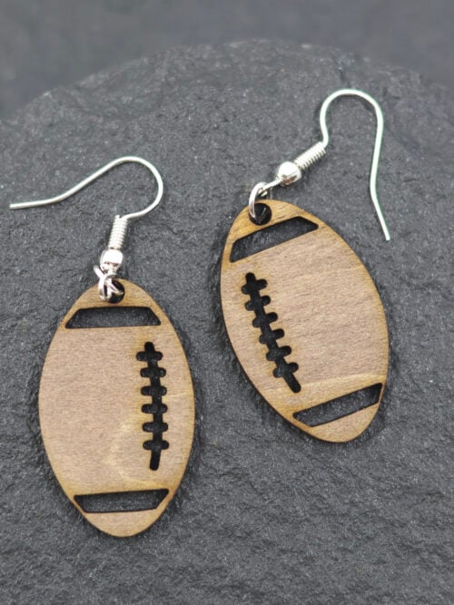 Kristi Football Wood Dangle Earrings
