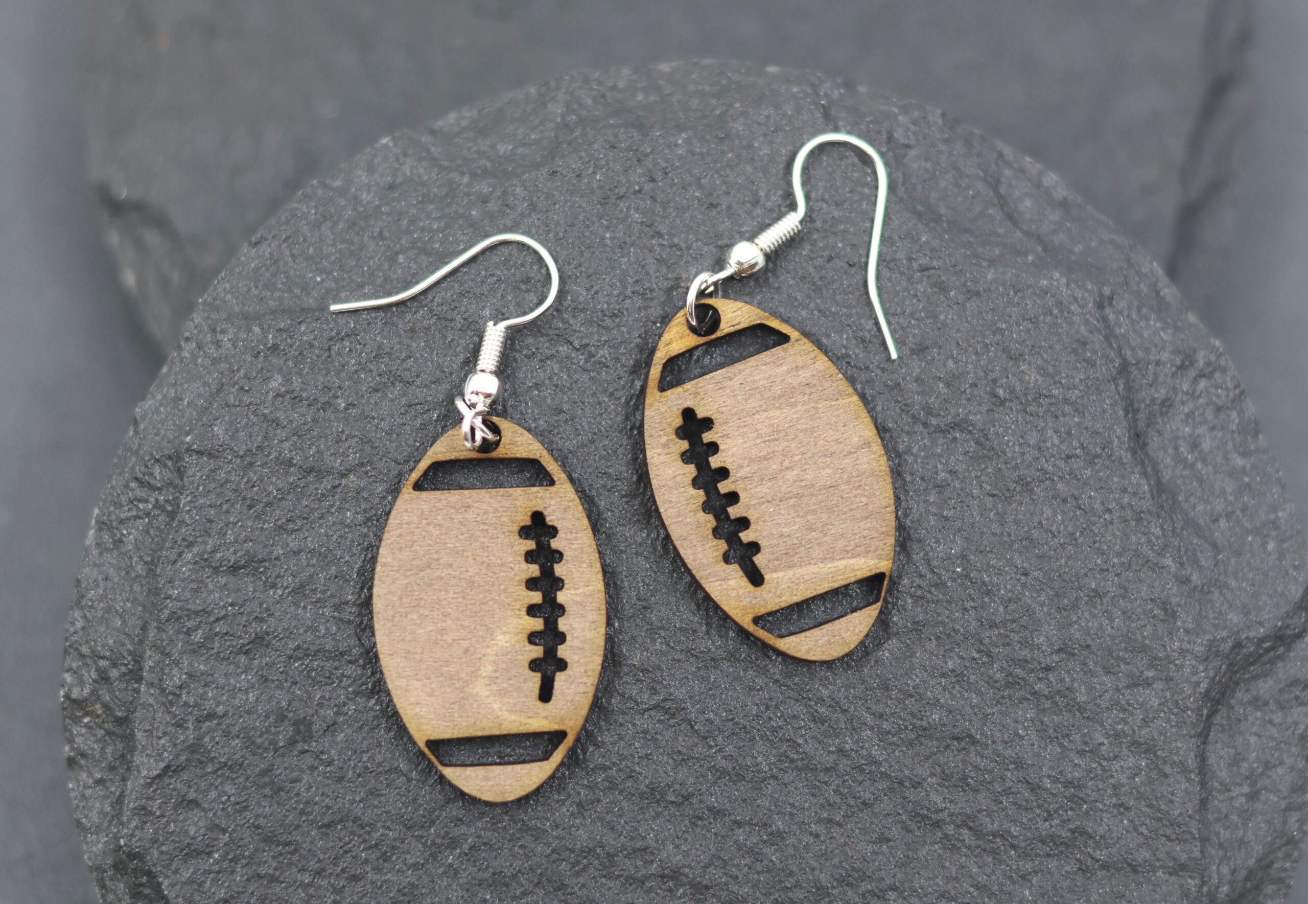 Kristi Football Wood Dangle Earrings
