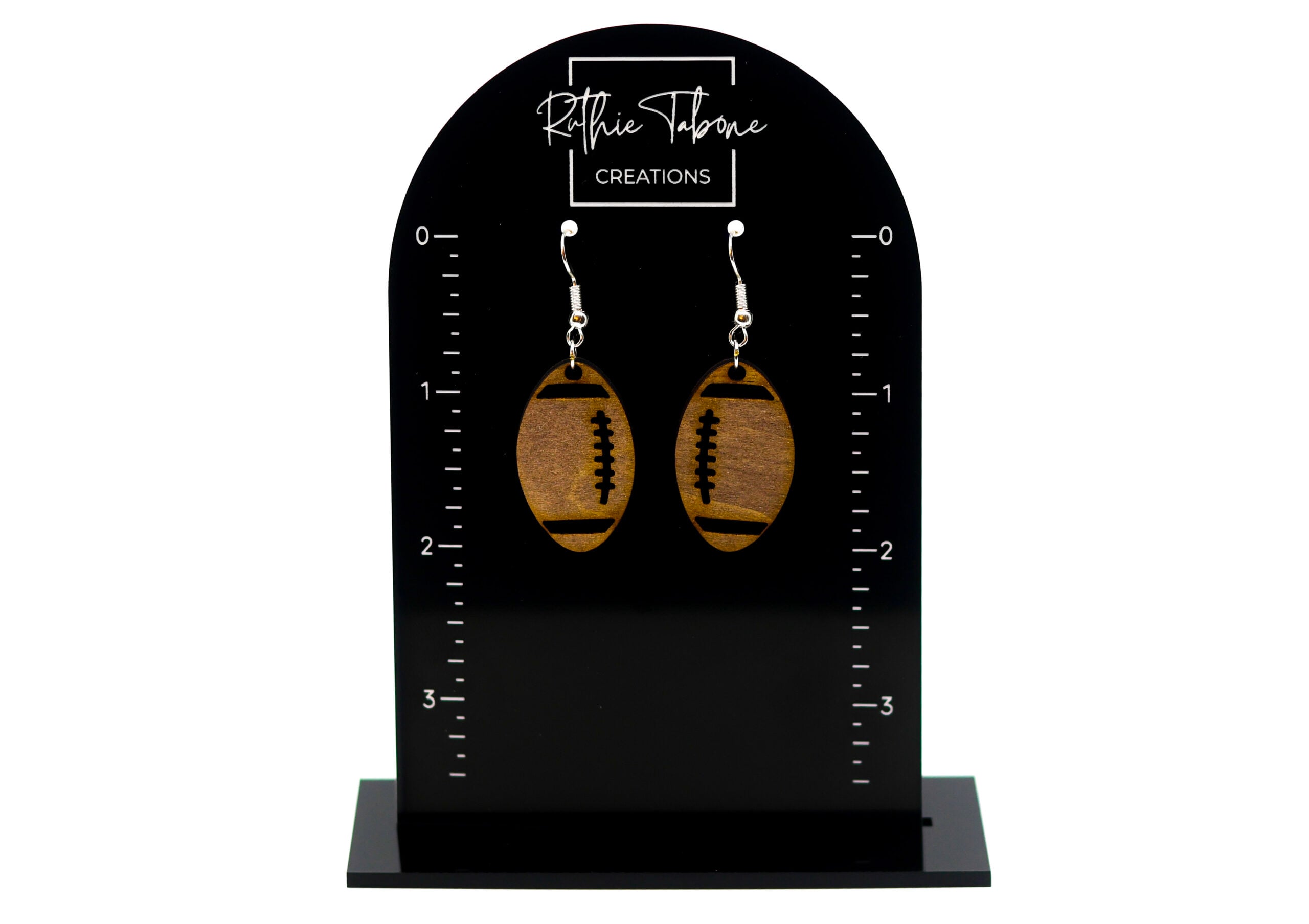 Kristi Football Wood Dangle Earrings - Image 2