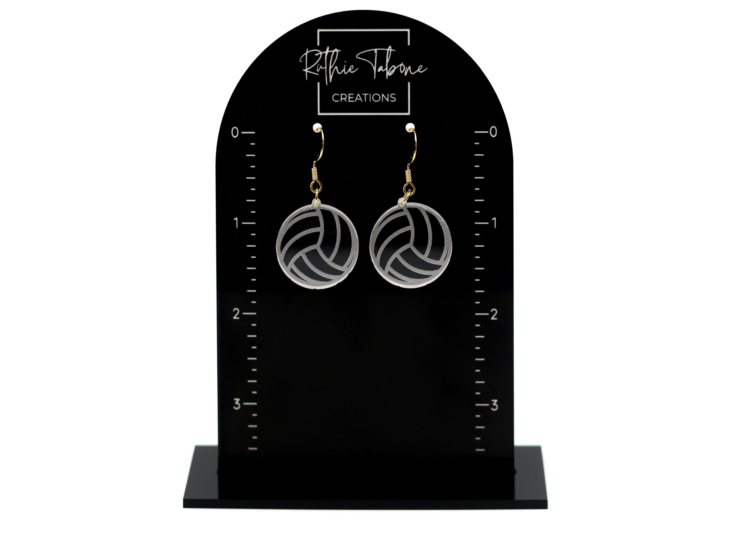 Monica Clear Acrylic Volleyball Earrings - Image 2
