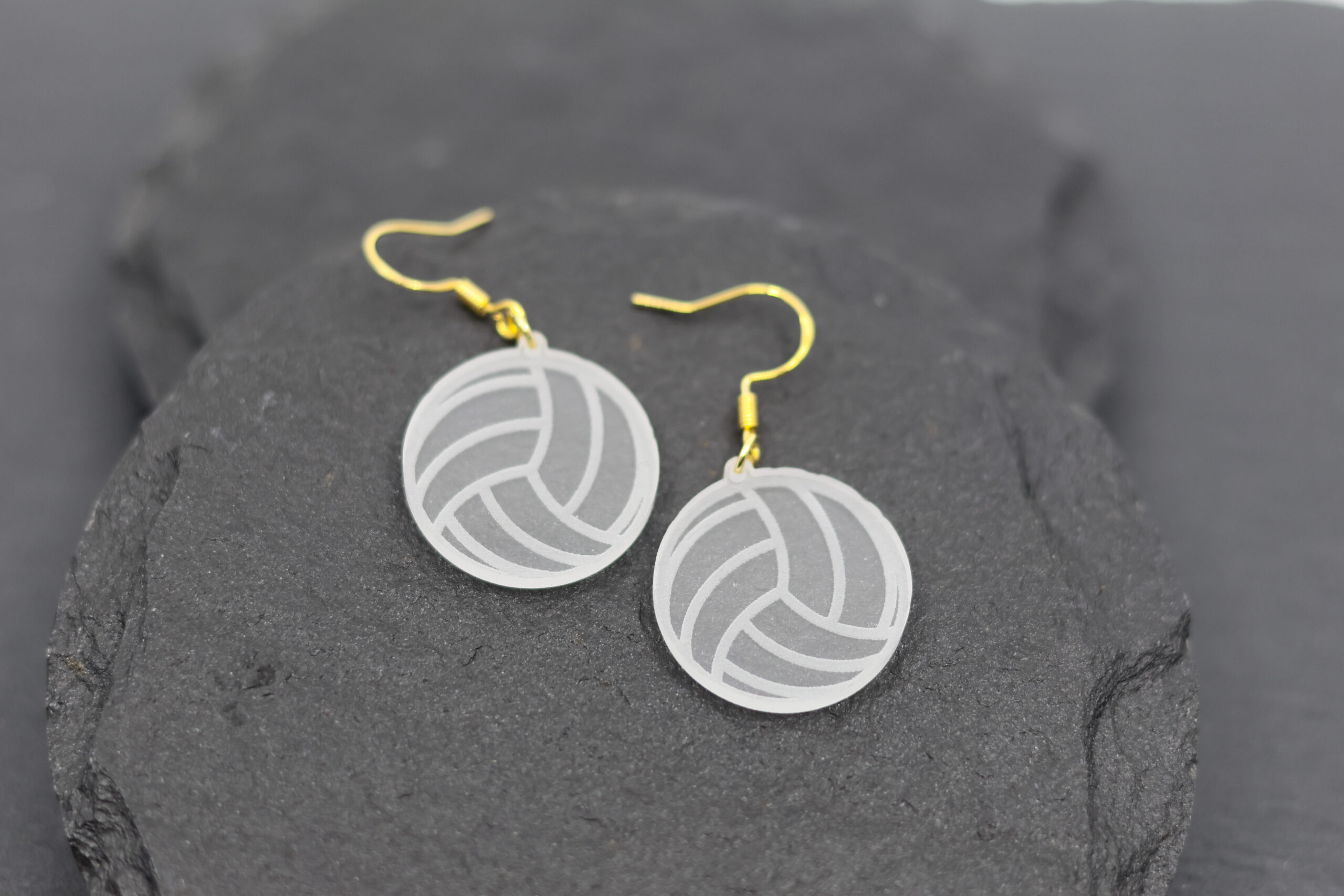 Monica Clear Acrylic Volleyball Earrings - Image 3