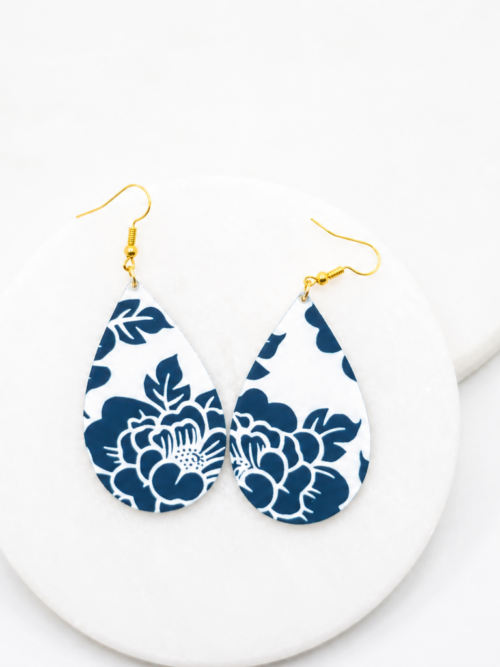 Cathie Chinoiserie Acrylic Teardrop Earrings