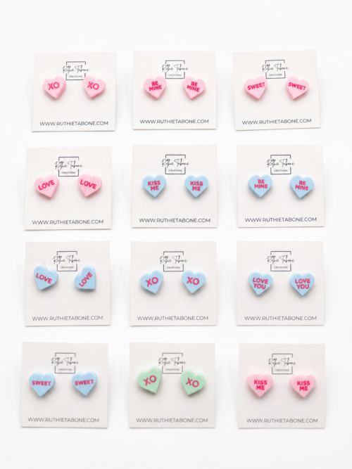 Amora Conversation Heart Acrylic Stud Earrings