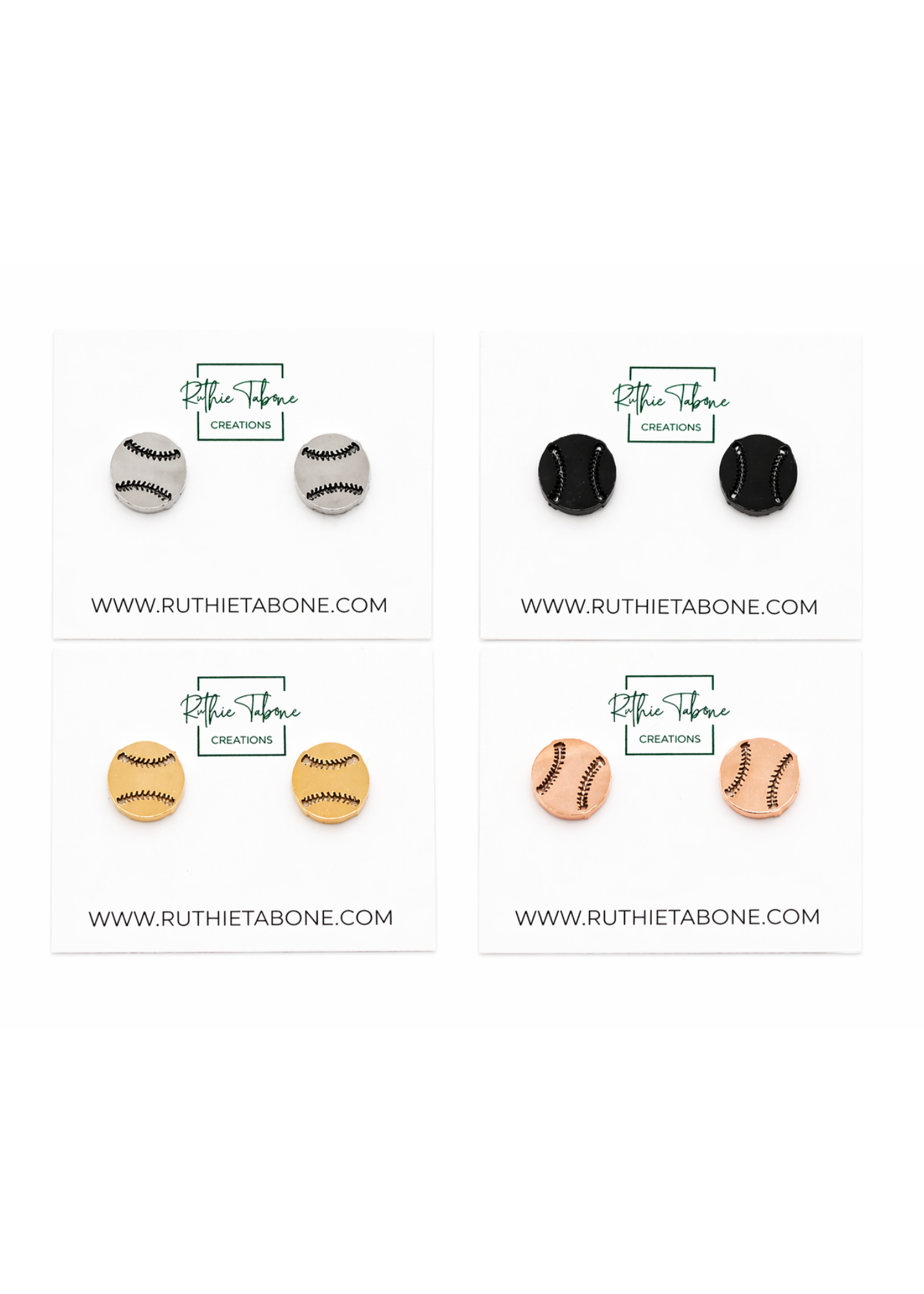 Olive Baseball Stainless Steel Stud Earrings