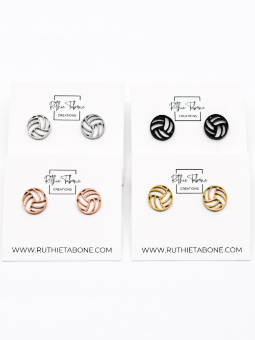 Kerri Volleyball Stainless Steel Stud Earrings