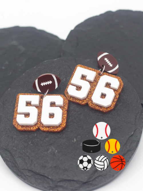 Custom Sports Number Dangle Earrings